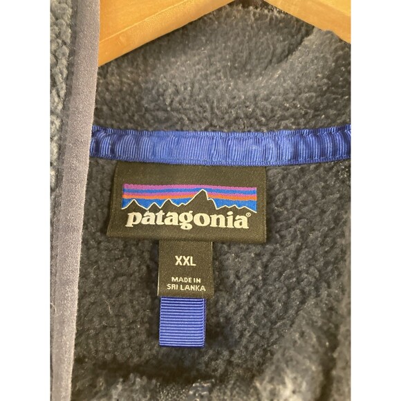 Patagonia Deep Pile Fleece Jacket Mens XXL Blue Retro Full Zip Sweater 51854 - Picture 5 of 9